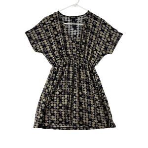 FYLO Shift Dress Women's Medium Geometric Motif Smock Waist Soft Rayon Spandex